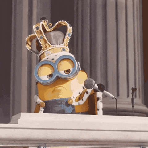A gif showing a minion mic dropping.