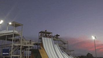 Man Performs Incredible Stunt at French Water Park