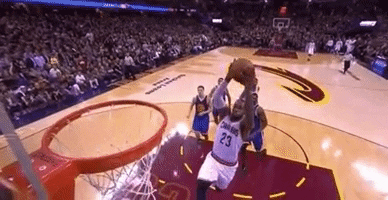 giphygifmaker basketball dunk lebron james slam dunk GIF