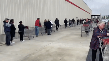 Shoppers Wait in Line to Get Into Melbourne Costco Amid New Lockdown