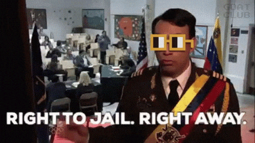 Fred Armissen as a dictator saying Straight to jail!
