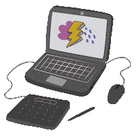 lelailustra illustration computer working lelailustra Sticker