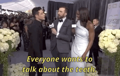 rami malek everyone wants to talk about the teeth GIF by SAG Awards