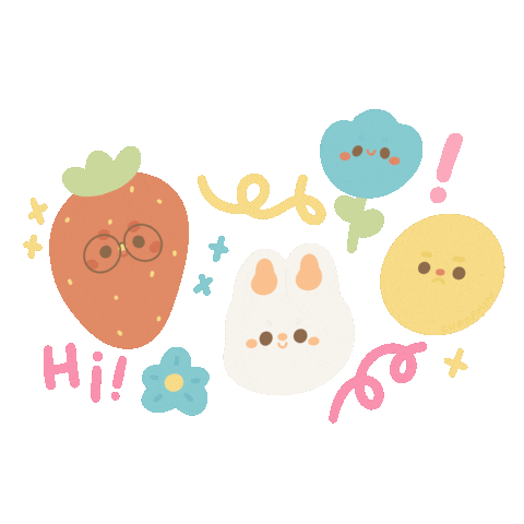 cupofmin giphyupload rabbit strawberry doodles Sticker