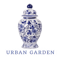 UrbanGarden blue white urban garden chinoiserie ginger jar Sticker