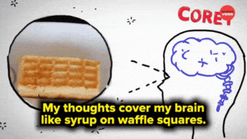 Syrup over waffles