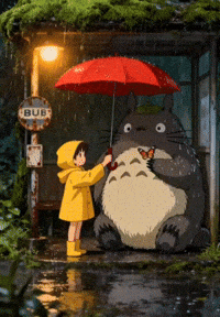 Raining Studio Ghibli GIF