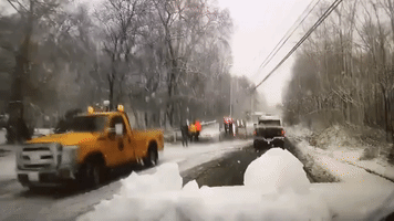 Emergency Crew Has Narrow Escape as Tree Branch Collapses on Power Line in New York