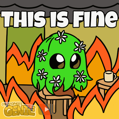 ChristophersGenie genie fire nervous stressed GIF