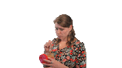 Marijkeswereld eating chewing interested eten Sticker