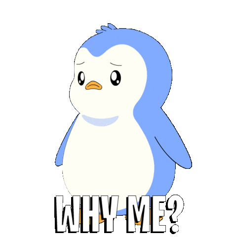 Sad Why Me Sticker by Pudgy Penguins