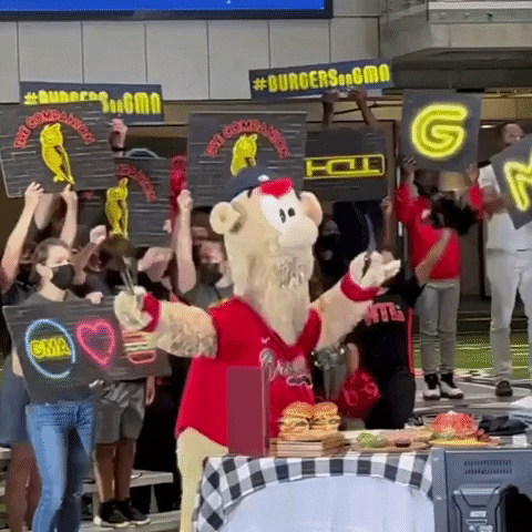 starturtle87 giphyupload mascot burgers atlanta braves GIF