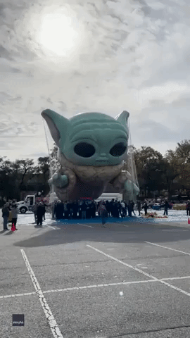 Baby Yoda Balloon Soars in Test Flight Ahead of Macy's Parade