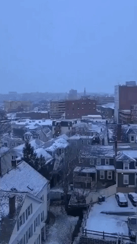 Snow Dusts Maine Rooftops