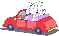 Driving On The Road Sticker by Simon Super Rabbit