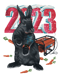 Merry Christmas Black Rabbit Sticker