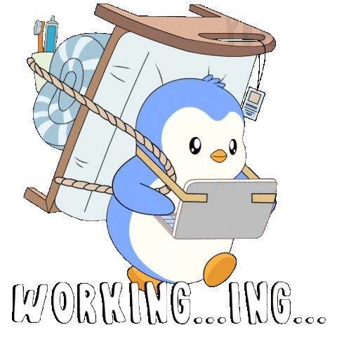 Working In Progress Sticker by Pudgy Penguins