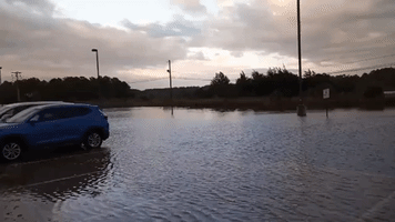 Floodwaters Fill Hospital Parking Lot in Crisfield, Maryland