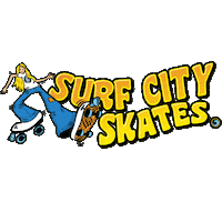 Surfcityskates beach skating rolling skater Sticker