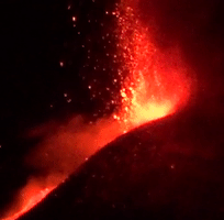 Lava Lights Up Night Sky During Mount Etna Eruption