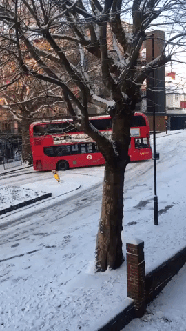 London Bus and Addison Lee Cab Struggle on Icy Hill