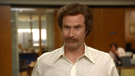 Movie gif. Will Ferrell as Ron in Anchorman. He puts his hands on his hips and says, "Really," while scoffing a bit.