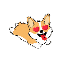 petiquepets corgi heart eyes petique corgi run Sticker