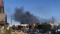 Thick Smoke Billows From Fire at Los Angeles Train Yard