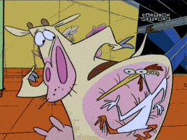 cow and chicken 90s GIF