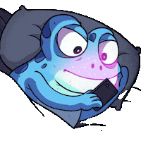 Blue Frog Phone In Bed Sticker by Croakey
