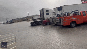 Hailstorm Hits Truck Stop in Central Illinois