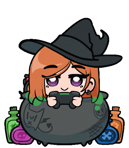 SenElric giphyupload halloween gamer witch Sticker