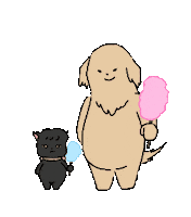 GoldendogBlackcat eating blackcat cottoncandy goldendog Sticker