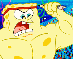spongebob squarepants fighting GIF