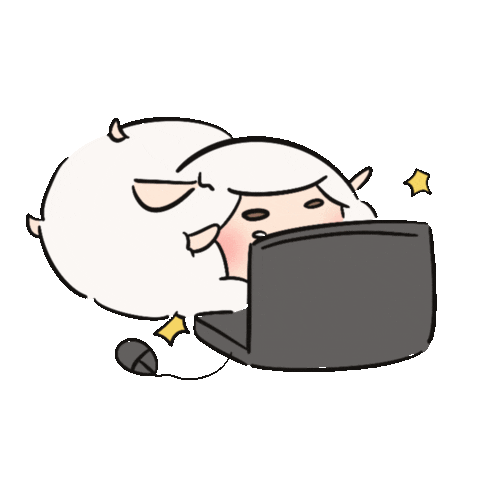 CafeTipsy computer sheep busy homework Sticker