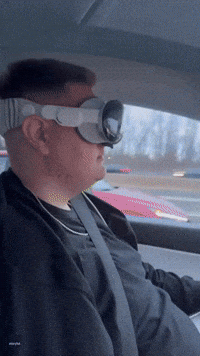 Man Drives Tesla While Wearing Apple Vision Pro