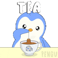 Tell Me More Cup Of Tea Sticker by Pudgy Penguins