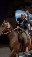 Argentina Fans on Horseback Celebrate 