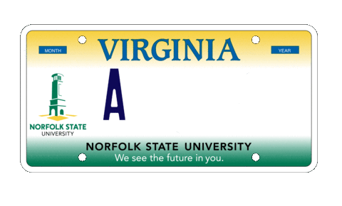 Virginia License Plate Sticker by Norfolk State University