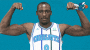 flexing bismack biyombo GIF by Charlotte Hornets