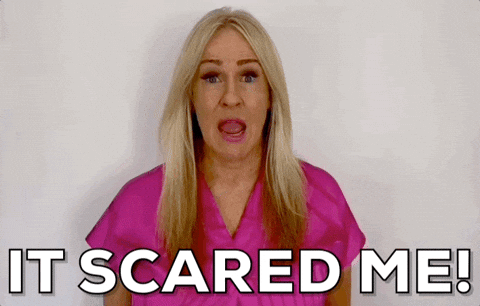 Scared GIF by Vikki Downey