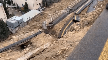 Landslide Destroys Highway in Baku, Azerbaijan