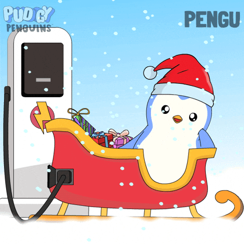 Charging Merry Christmas GIF by Pudgy Penguins
