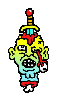 Three Amigos Head Sticker by Russell Taysom