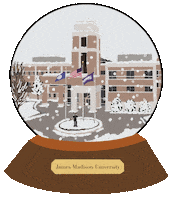 East Campus Snow Globe Sticker by James Madison University