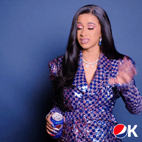 Celebrity gif. Cardi B looks away in disgust from the camera, holding her hand out to signal to stop, and then waving her hand to signal to leave. The text says, “Bye. Bye. Byeeeeee.” The text moves with her waving hand, flipping back and forth and then the last "Bye" growing in length as her disgust grows. 