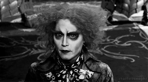 black and white hatter GIF