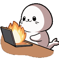 Burning Its Okay Sticker by Sappy Seals