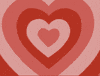 Cartoon gif. Pink and red hearts from a center heart pulse out like heart shaped ripples.  