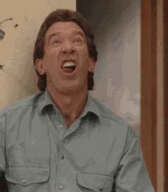 Celebrity gif. Tim Allen tilts his head up and wiggles his tongue fast in the air, moving his head side to side.